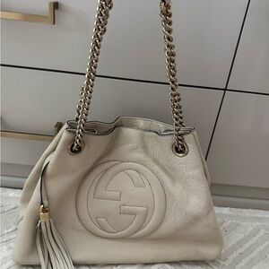 Gucci Cream Leather Shoulder Bag